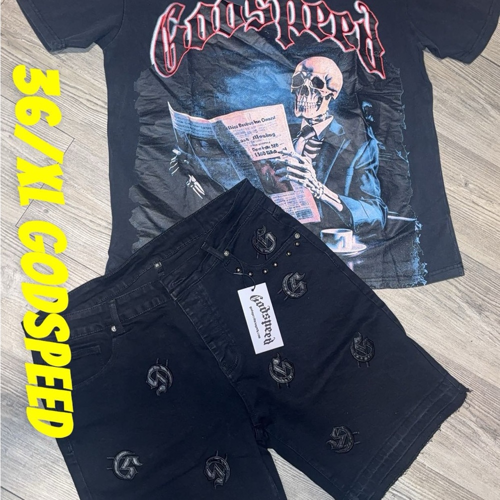 Black Jean Shorts with Decorative Button Details